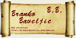 Branko Baveljić vizit kartica